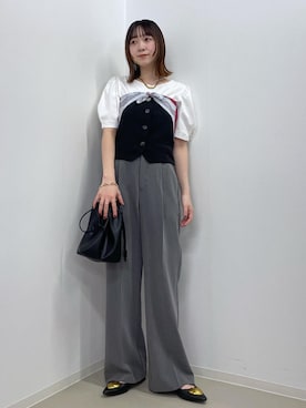 「フェミニンコーデ」｜「アイテム（バレエシューズ）」を使った、なつきさん（レディース・159cm）の春コーディネート