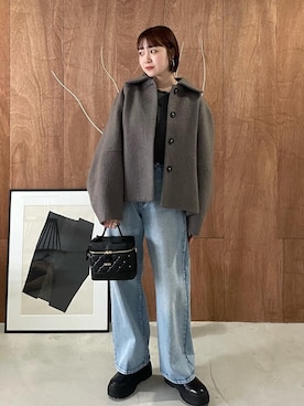 「ストレート」｜「アイテム（その他アウター）」を使った、なつきさん（レディース・159cm）の秋コーディネート