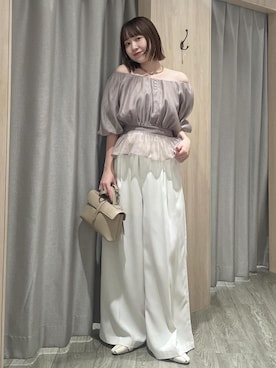 「VIS（ビス）のひねり金具ワンハンドルミニショルダーバッグ/2WAY,WEB限定カラーあり（ショルダーバッグ、ベージュ系）」を使った、なつきさん（レディース・159cm）の夏コーディネート