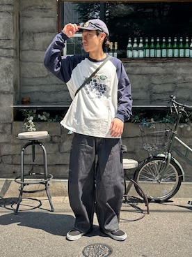 「ラグランTシャツ」｜kaito  ideさん（メンズ・172cm）の夏コーディネート