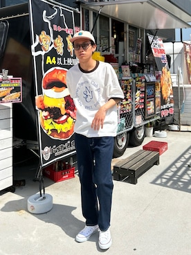 「アイテム（キャップ、ホワイト系）」を使った、kaito  ideさん（メンズ・172cm）の春コーディネート