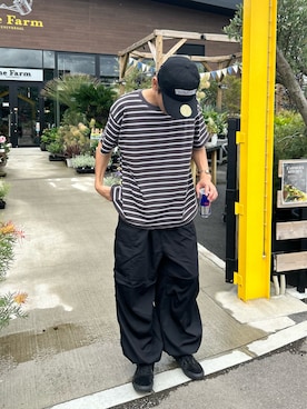 「VANS（バンズ）の【 VANS / ヴァンズ 】 < 限定展開 > OLD SKOOL ALL BLACK CANVAS / オールドスクール オール ブラック キャンバス VN000D3HBKA USA企画（スニーカー）」を使った、kaito  ideさん（メンズ・172cm）の夏コーディネート