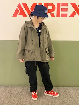 「リバーシブル」｜「アイテム（カーゴパンツ）」を使った、Akaneさん（レディース・157cm）の冬コーディネート