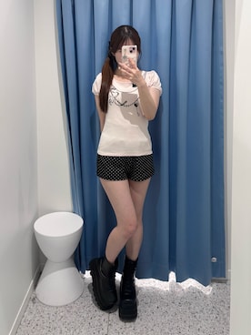 「OLIVE des OLIVE（オリーブデオリーブ）のアイテム（Tシャツ/カットソー、ピンク系）」を使った、ちゆきさん（レディース・153cm）の春コーディネート