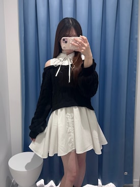 「OLIVE des OLIVE（オリーブデオリーブ）のアイテム（シャツワンピース、ブラック系）」を使った、ちゆきさん（レディース・153cm）の冬コーディネート