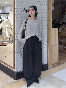 「A part by（アパートバイ）のハートモチーフバッグ（ショルダーバッグ、ブラック系）」を使った、eriaさん（レディース・151cm）の春コーディネート