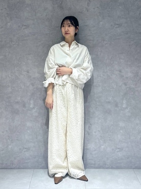 「A part by（アパートバイ）のショートオックスシャツ≪追加2≫（シャツ/ブラウス）」を使った、eriaさん（レディース・152cm）の冬コーディネート