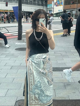 「アイテム（バンダナ/スカーフ）」を使った、eriaさん（レディース・152cm）の夏コーディネート