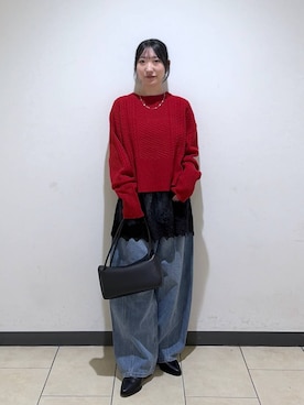 「アイテム（チュニック）」を使った、eriaさん（レディース・152cm）の冬コーディネート