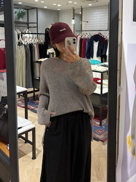 「A part by（アパートバイ）の【高身長向けサイズ展開あり・あいか企画】サテンバルーンイージーパンツ（その他パンツ、ブラック系）」を使った、eriaさん（レディース・151cm）の春コーディネート