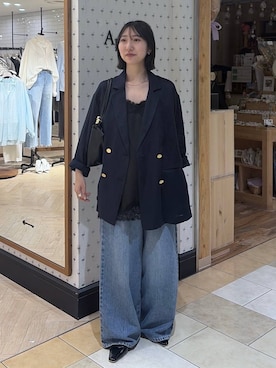 「A part by（アパートバイ）のハートモチーフバッグ（ショルダーバッグ、ブラック系）」を使った、eriaさん（レディース・151cm）の春コーディネート