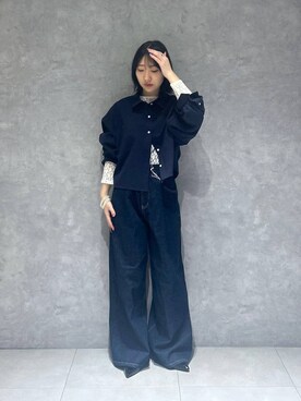 「A part by（アパートバイ）のショートオックスシャツ≪追加2≫（シャツ/ブラウス）」を使った、eriaさん（レディース・152cm）の冬コーディネート