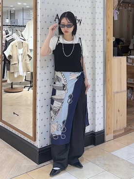 「A part by（アパートバイ）の【UVカット】UVアソートサングラス（サングラス、ブラウン系）」を使った、eriaさん（レディース・151cm）の春コーディネート