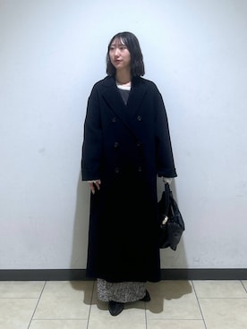 「アイテム（チェスターコート、ブルー系）」を使った、eriaさん（レディース・152cm）の秋コーディネート