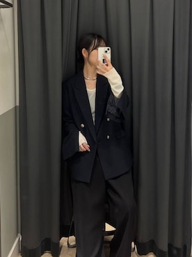 「A part by（アパートバイ）のＷライクテーラードスリットジャケット（テーラードジャケット）」を使った、eriaさん（レディース・152cm）の秋コーディネート