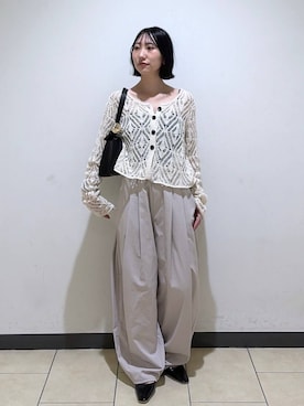「A part by（アパートバイ）のハートモチーフバッグ（ショルダーバッグ、ブラック系）」を使った、eriaさん（レディース・151cm）の春コーディネート