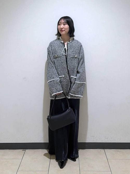 Sサイズ展開・セットアップ対応】ツイードノーカラージャケット（ノー