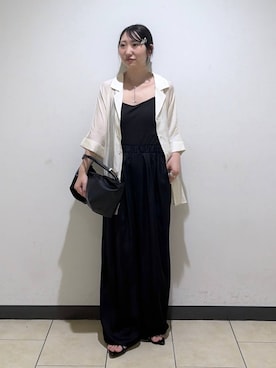 「A part by（アパートバイ）のリネンコンバルーンパンツ（その他パンツ、ブラック系）」を使った、eriaさん（レディース・151cm）の夏コーディネート