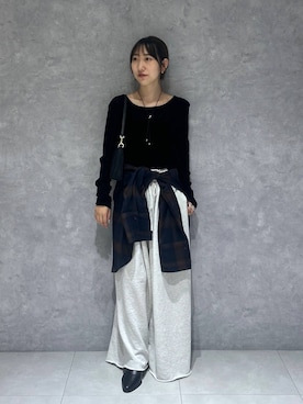 「A part by（アパートバイ）のアイテム（スウェットパンツ）」を使った、eriaさん（レディース・152cm）の秋コーディネート