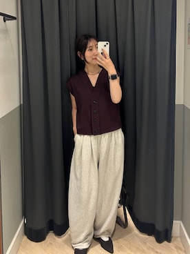 「低身長」｜「アイテム（スウェットパンツ）」を使った、eriaさん（レディース・152cm）の夏コーディネート