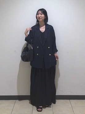 「A part by（アパートバイ）のシアータックワンピース（ワンピース、ブラック系）」を使った、eriaさん（レディース・151cm）の春コーディネート