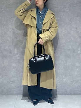 「アイテム（トレンチコート、イエロー系）」を使った、eriaさん（レディース・152cm）の冬コーディネート