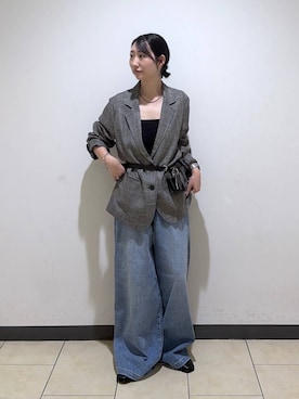 「A part by（アパートバイ）のマルチポーチベルト（ボディバッグ/ウエストポーチ、ブラック系）」を使った、eriaさん（レディース・151cm）の秋コーディネート