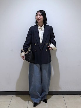 「A part by（アパートバイ）のApbコクーンデニムパンツ≪追加3≫（デニムパンツ）」を使った、eriaさん（レディース・152cm）の冬コーディネート