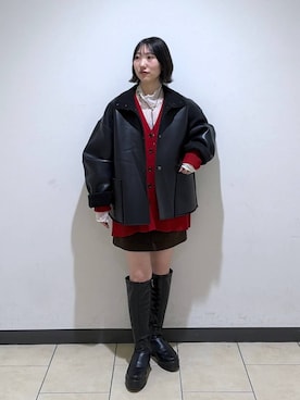 「A part by（アパートバイ）のアイテム（ブルゾン）」を使った、eriaさん（レディース・152cm）の冬コーディネート
