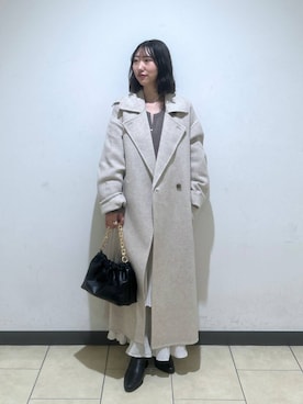 「アイテム（ステンカラーコート）」を使った、eriaさん（レディース・152cm）の秋コーディネート