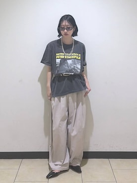 「A part by（アパートバイ）のLIFEカラーTシャツ（Tシャツ/カットソー、グレー系）」を使った、eriaさん（レディース・151cm）の春コーディネート