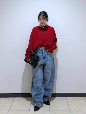 「A part by（アパートバイ）のアイテム（デニムパンツ）」を使った、eriaさん（レディース・152cm）の冬コーディネート