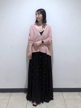 「A part by（アパートバイ）の【今年も登場！】ドットシシュウキャミワンピース（ワンピース、ブラック系）」を使った、eriaさん（レディース・151cm）の夏コーディネート