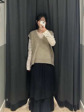 「A part by（アパートバイ）のアイテム（ベスト）」を使った、eriaさん（レディース・152cm）の秋コーディネート