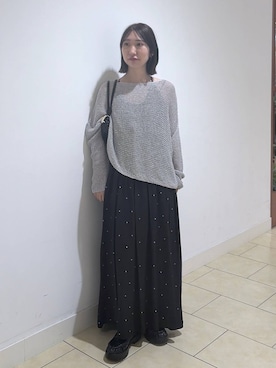 「A part by（アパートバイ）のドットシシュウキャミワンピース（ワンピース、ブラック系）」を使った、eriaさん（レディース・151cm）の夏コーディネート