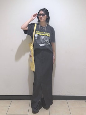 「A part by（アパートバイ）のLIFEカラーTシャツ（Tシャツ/カットソー、グレー系）」を使った、eriaさん（レディース・151cm）の春コーディネート