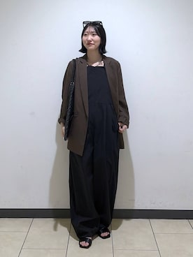 「A part by（アパートバイ）のシアーWジャケット（テーラードジャケット、ブラウン系）」を使った、eriaさん（レディース・151cm）の春コーディネート