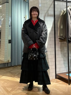 「アイテム（ムートンコート）」を使った、まえむーさん（レディース・154cm・20代）の冬コーディネート