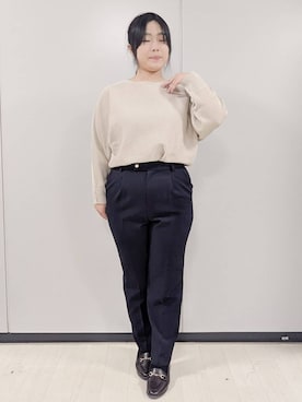 「index（インデックス）のドルマンリブニット【洗濯機OK/抗ピル】《5col》（ニット/セーター、ベージュ系）」を使った、iori0305さん（レディース）の冬コーディネート