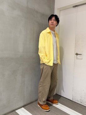 「URBAN RESEARCH DOORS（アーバンリサーチドアーズ）の『イージーケア/速乾/UVカット』クイックドライロングスリーブシャツカバーオール（カバーオール、イエロー系）」を使った、mitsuyoshi.tさん（メンズ・170cm）の春コーディネート