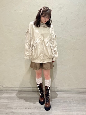 「アイテム（ライダースジャケット）」を使った、ikiさん（レディース・151cm）の秋コーディネート
