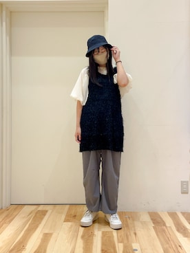 「Samansa Mos2 blue（サマンサモスモスブルー）のアイテム（ベスト）」を使った、なかやまさん（レディース・162cm）の夏コーディネート