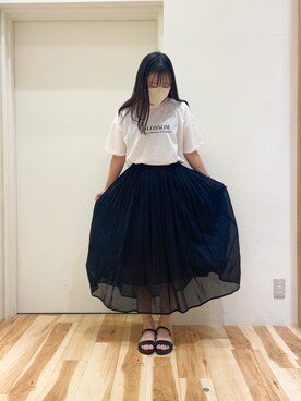「Samansa Mos2 blue（サマンサモスモスブルー）のアイテム（サンダル）」を使った、なかやまさん（レディース・162cm）の夏コーディネート