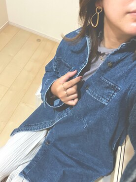 「GU（ジーユー）のアイテム（トップス、ブルー系）」を使った、ら   ん   ☕︎︎‎𓂃 𓈒𓏸さん（レディース）の秋コーディネート