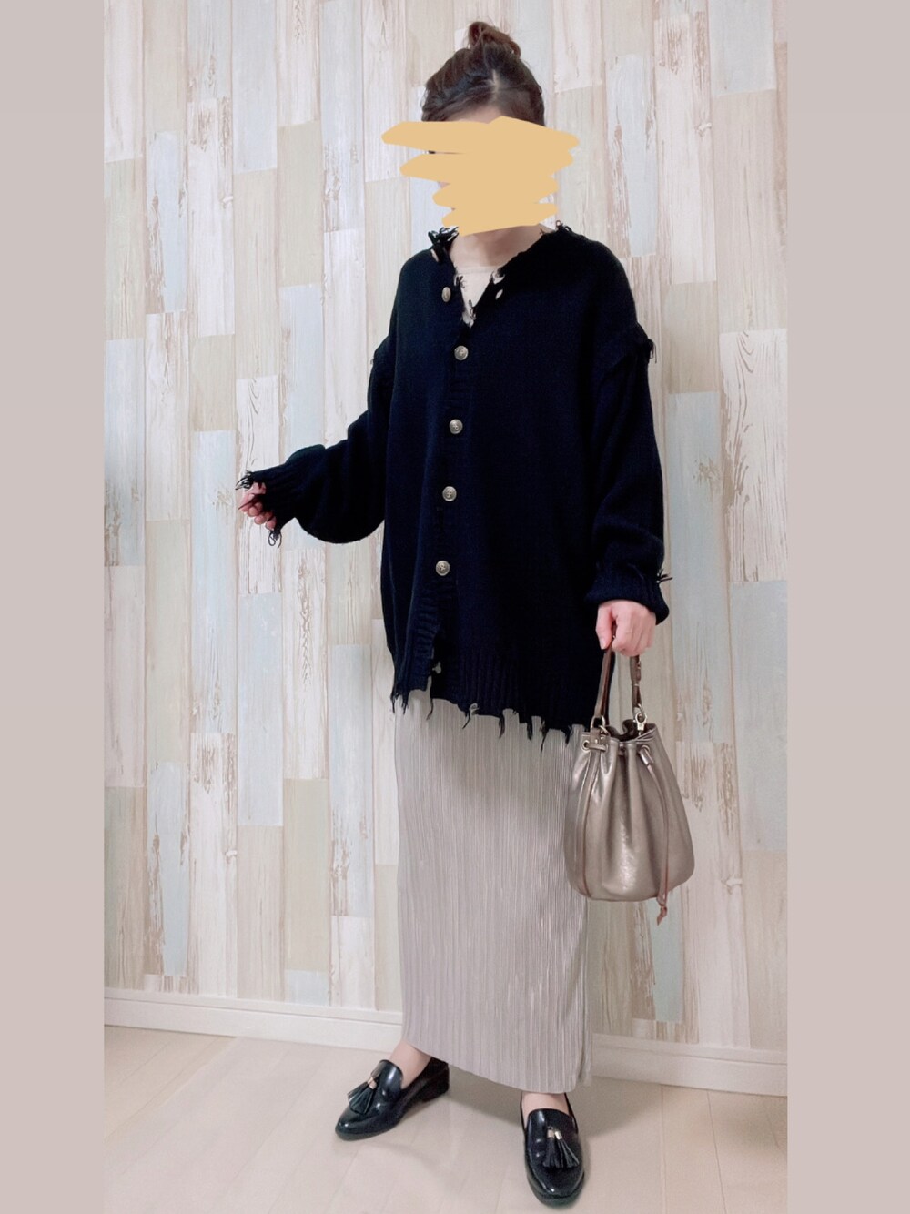 「秋のコーデ、秋服、今日のコーデ、低身長コーデ、ママコーデ」｜「ORiental TRafficのタッセルステッチローファー★9301（ローファー、ブラック系）」を使った、☺︎♥♡Ree♡♥☺︎さん（レディース・152cm）の秋コーディネートの1枚目の写真