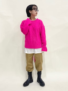 「Rie Miller（リエミラー）のアイテム（チノパンツ）」を使った、Rie Millerさん（レディース・160cm）の冬コーディネート