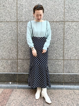 「キャミソールワンピ」｜Rie Millerさん（レディース・160cm）の冬コーディネート