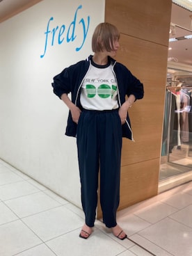 「ウィンドブレーカー」｜「アイテム（ブルゾン）」を使った、Rie Millerさん（レディース・160cm）の春コーディネート