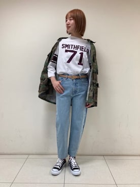 「ROTHCO（ロスコ）のアイテム（ブルゾン）」を使った、Rie Millerさん（レディース・160cm）の春コーディネート