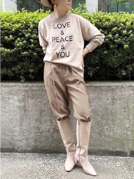 「NOLLEY’S（ノーリーズ）のアイテム（ニット/セーター）」を使った、Rie Millerさん（レディース・160cm）の秋コーディネート